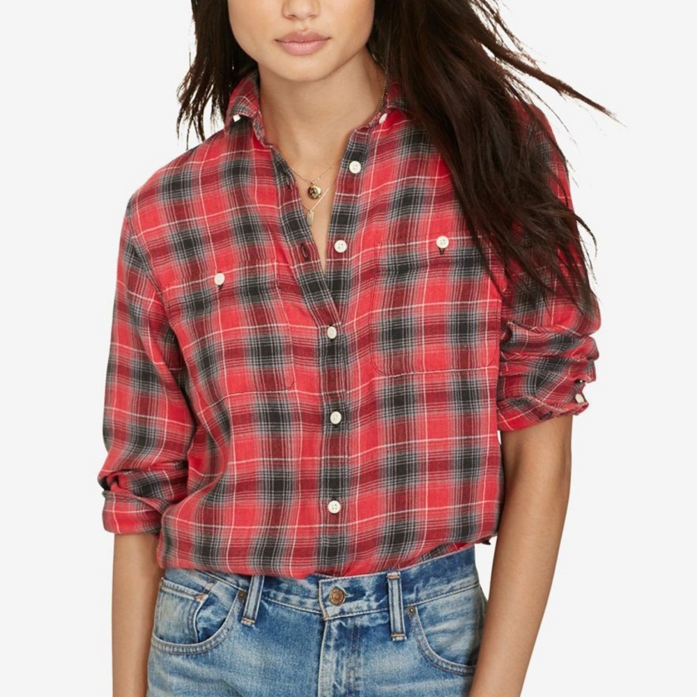 Lauren Ralph  Lauren Plaid Twilled Button Up Shirt